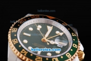 Rolex GMT-Master II Oyster Perpetual Automatic Two Tone with Green Bezel,Green Dial and White Round Bearl Marking-Small Calendar