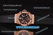 Hublot Big Bang Chrono Miyota OS20 Quartz Diamonds/Rose Gold Case with Black Dial and Diamonds Bezel