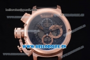 U-Boat Chimera Skeleton Chronograph Miyota OS10 Quartz Rose Gold Case with Black Leather Strap and Skeleton Dial