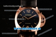 Panerai Luminor Marina 1950 3 Days Automatic Composite Asia Automatic Rose Gold Case Black Dial With Stick/Arabic Numeral Markers Black Leather Strap