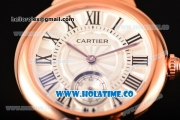 Cartier Ballon Bleu De Small Swiss Quartz Rose Gold Case with White Dial Black Roman Numeral Markers and Black Leather Strap