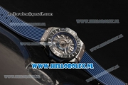 Hublot Big Bang Unico GMT Asia Auto PVD Case with Skeleton Dial and Blue Rubber Strap