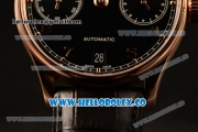 IWC Portuguese Automatic Clone IWC 52010 Automatic Rose Gold Case Black Dial and Black Leather Strap - (AAAF)