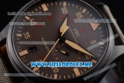 IWC Big Pilot Top Gun Miramar Edition Clone IWC 521111 Automatic Ceramic Case with Brown Dial and Army Green Leather Strap Stick/Arabic Numeral Markers