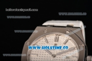 Audemars Piguet Royal Oak Lady Swiss Quartz Steel Case with White Leather Strap White Dial and Stick Markers