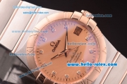 Omega Constellation Co-Axial Asia 2813 Automatic Steel Case with Rose Gold Bezel and Rose Gold Dial-Diamond Markers