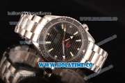 Omega Planet Ocean Clone Omega 8500 Automatic Steel Case/Bracelet with Black Grids Dial and White Stick Markers (EF)