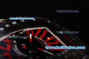 Franck Muller Conquistador F1 Singapore GP Chronograph Quartz Movement Steel Case with Red Arabic Numerals and Black Rubber Strap