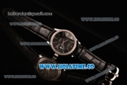 Rolex Cellini Date Asia Automatic Steel Case with Black Dial Stick Markers and Black Leather Strap - Diamonds Bezel (BP)