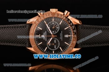 Omega Speedmaster '57 Co-Axial Chronograph Miyota Quartz Rose Gold Case with White Stick Markers and Black Dial