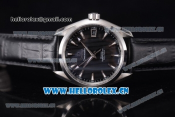 Omega Seamaster Aqua Terra 150 M Co-Axial Clone 8500 Automatic Steel Case with Black Dial Stick Markers and Black Leather Strap (EF)