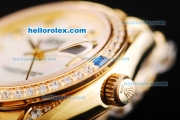 Rolex Datejust Automatic Movement Golden Case with White Dial and Blue Diamond Markers