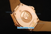 Omega Constellation Swiss ETA Quartz Rose Gold Case with Diamond Bezel and Black Leather Strap