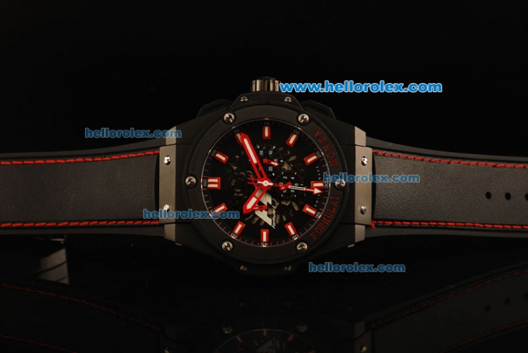 Hublot King Power F1 Monza Automatic Movement PVD Case with Red Markers and Black Rubber Strap - Click Image to Close