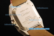 Cartier Santos 100 Swiss ETA 2671 Automatic Movement Diamond Case/Bezel with White Dial and Pink Leather Strap-1:1 Original