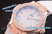 Hublot Big Bang Swiss ETA Quartz Rose Gold Case with Diamond Bezel and White Dial