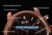 Patek Philippe Grand Complication Chrono Miyota OS20 Quartz Rose Gold Case with Black Dial and Rose Gold Stick Markers