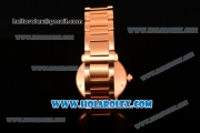 Cartier Rotonde De Miyota Quartz Rose Gold Case/Bracelet with Blue Dial and Diamonds Bezel