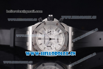 Audemars Piguet Royal Oak Offshore Chronograph Miyota OS20 Quartz Steel Case with White Dial and Black Rubber Strap (EF)