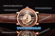 Cartier Rotonde De Cartier Asia Automatic Rose Gold Case with Black Skeleton Dial and Brown Inner Bezel