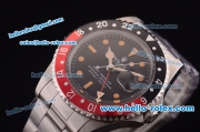 Rolex GMT Master Vintage Asia 2813 Automatic Full Steel and Black/Red Bezel with Black Dial- Yellow Punctate Markers