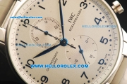 IWC Portuguese Chronograph Quartz Movement Full Steel with White Dial and Arabic Numerals