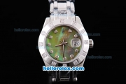 Rolex Datejust Oyster Perpetual Chronometer Automatic ETA Case with Diamond Bezel,Green MOP Dial and Diamond Marking-Small Calendar