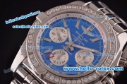 Breitling Chronomat B01 GMT Swiss Valjoux 7750 Automatic Steel Case/Strap with Diamond Bezel - Blue Dial