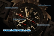 Breitling Avenger Chronograph Quartz PVD Case with Black Dial-Black Rubber Strap