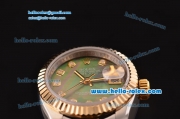 Rolex Datejust Lady 2813 Automatic Two Tone Case with Diamond Markers and Grey Mop Dial ETA Coating