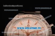 Omega Speedmaster '57 Co-Axial Chronograph Clone Omega 9301 Automatic Steel Case/Bracelet with Rose Gold Stick Markers and White Dial (EF)