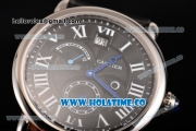 Cartier Rotonde Second Time Zone Day/Night Asia Manual Winding Steel Case with Black Dial and White Roman Numeral Markers