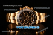 Rolex Daytona Chrono Swiss Valjoux 7750 Automatic Yellow Gold Case/Bracelet with Diamonds Markers Ceramic Bezel and Black Dial (BP)