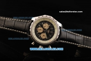 Breitling Bentley Motors Automatic Movement Steel Case with Honeycomb Bezel and Black Leather Strap