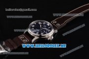 IWC Big Pilot Clone IWC 51111 Automatic Steel Case with Blue Dial White Hands and Brown Leather Strap Arabic Numeral Markers