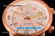 IWC Aquatimer Vintage 1967 Swiss ETA 2824 Automatic Rose Gold Case with Stick Markers White Dial and Black Rubber Strap