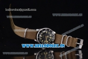 Rolex Submariner Vintage Asia 2813 Automatic Steel Case with Black Dial Army Green Nylon Strap and Dot Markers