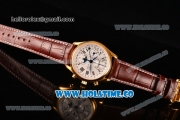 Longines Master Moonphase Chrono Swiss Valjoux 7751 Automatic Yellow Gold Case with White Dial and Roman Numeral Markers - 1:1 Original