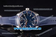 Omega Planet Ocean GMT 600m Clone Omega 8605 Automatic Steel Case with Blue Dial Stick/Arabic Numeral Markers and Blue Rubber Strap (BP)