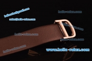 Cartier Baignoire Swiss ETA Quartz Movement Rose Gold Case with Diamond Bezel and Brown Leather Strap