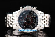 Breitling Montbrillant Chronograph Quartz Movement Silver Case with Black Dial and Silver Stick Marker-SSband Breitling Montbrillant Chronograph Quartz Movement Silver Case with Black Dial and Silver Stick Marker-SSband