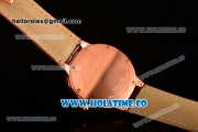 Cartier Rotonde De Swiss Quartz Rose Gold Case with Brown Guilloche Dial and Black Leather Strap