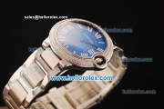 Cartier Ballon Bleu De Cartier Swiss ETA Quartz Full Steel with Diamond Bezel and Blue Dial