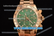 Rolex Daytona Chrono Swiss Valjoux 7750 Automatic Yellow Gold Case/Bracelet with Green Dial and Stick Markers (BP)