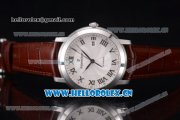 Audemars Piguet Jules Audemars Clone AP Calibre 3120 Automatic Steel Case with White Dial Brown Leather Strap and Roman Numeral Markers (EF)