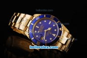 Rolex Submariner Automatic Movement Full Gold with Blue Dial and Bezel