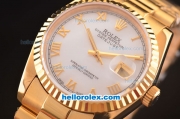 Rolex Datejust Swiss ETA 2836 Automatic Rose Gold Case/Strap with White Dial and Roman Markers