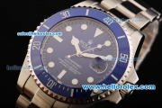 Rolex Submariner Oyster Perpetual Swiss ETA 2836 Automatic Movement Blue Dial with White Markers and Blue Ceramic Bezel