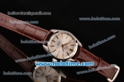 Omega Seamaster Asia 4813 Automatic Steel Case with Silver Dial and Gold Markers-Brown Leather Strap