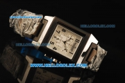 Jaeger-LeCoultre Reverso Chronograph Manual Winding Movement PVD/Steel Case with White Dial and PVD Strap